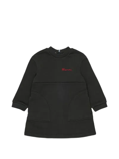 Marni Babies' Logo-embroidered Patch-pocket Dress In Black