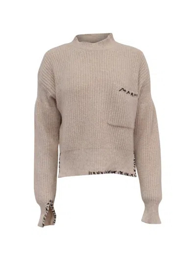Pre-owned Marni Logo-embroidered Sweater In Neutrals