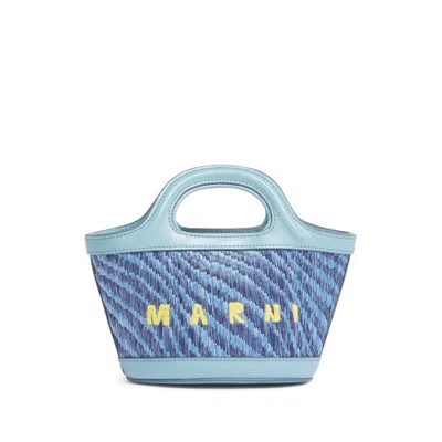 Marni Logo-embroidered Tote Bag In Blue