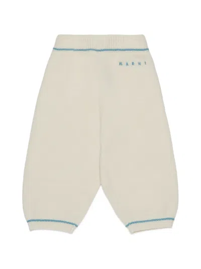 Marni Babies' Logo-embroidered Trousers In Neutrals