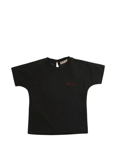 Marni Kids' Logo-embroidered T-shirt In Grey