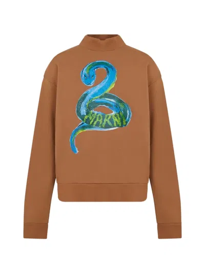 Marni Logo-graphic Sweatshirt In Brown