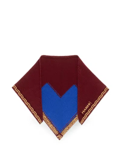 Marni 로고 인타르시아 니트 반다나 스카프 In Red
