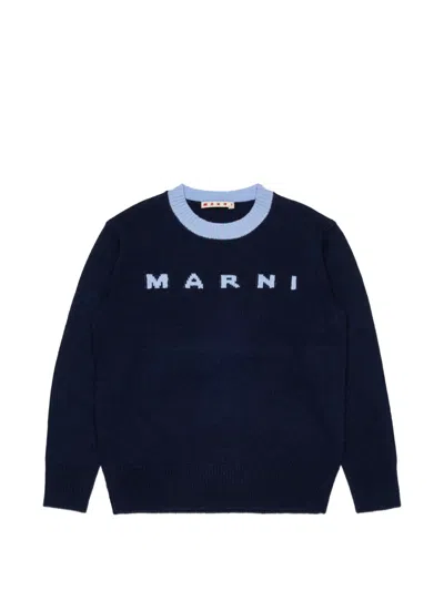 Marni Kids' 로고 인타르시아 스웨터 In Black