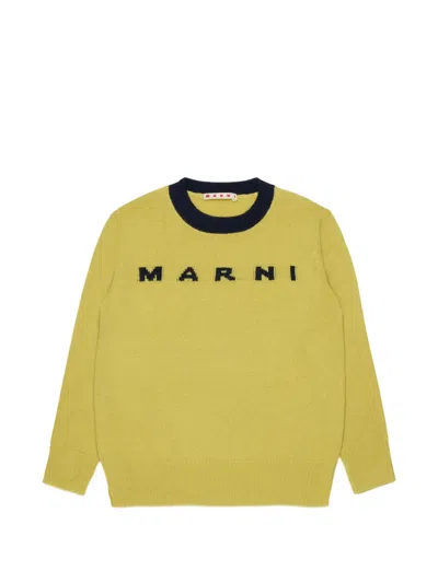 Marni Pullover Mit Logo-intarsie In Yellow