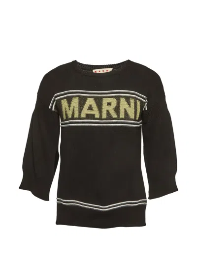 Pre-owned Marni Logo-knit Sweater In Black