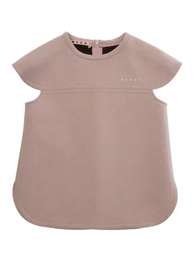 Marni Logo-lettered Cotton-blend Tank Top In Pink