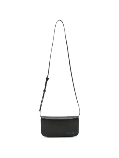 Marni Logo-motif Leather Messenger Bag In Black