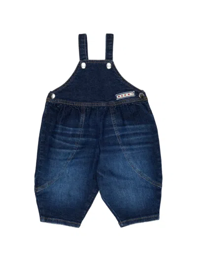 Marni Babies' Logo-patch Dungarees In Blue
