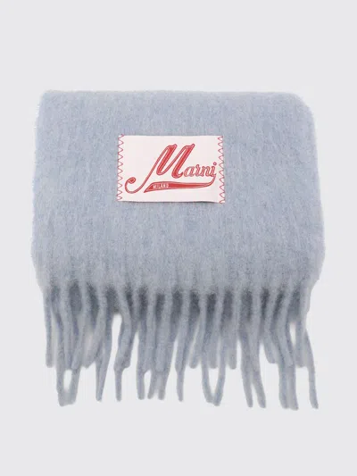 Marni Logo-patch Fringed Alpaca Wool-blend Scarf In A Colour-block Design In Gray