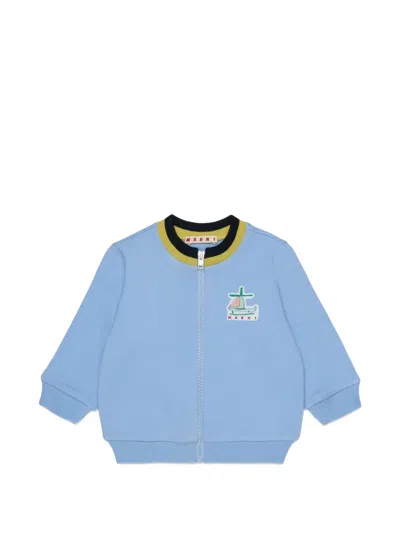 Marni Babies' Logo-patch Zip-up Hoodie In Multi