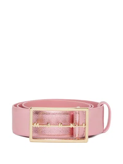 Marni Kids' Logo-plaque Metallic Belt In Pink