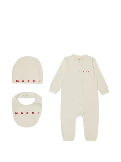 Marni Logo-print Babygrow (set Of Three) In Neutral