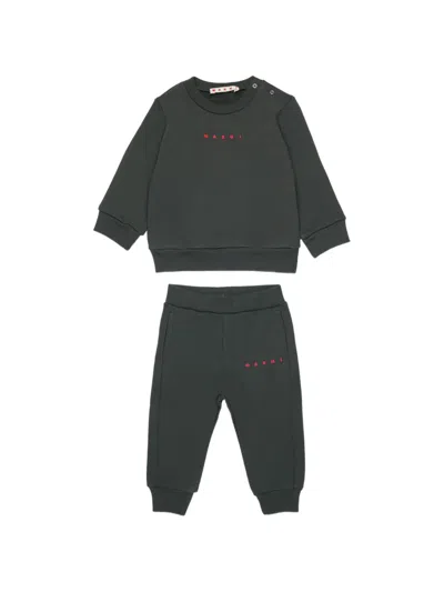 Marni Babies' Logo-print Cotton Tracksuit In Green