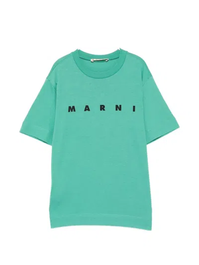 Marni Kids' Logo-print Cotton T-shirt In Green