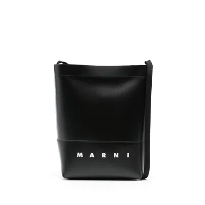 Marni Logo-print Crossbody Bag In Orange