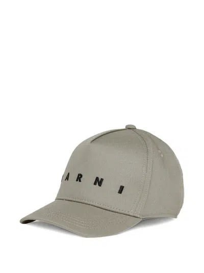 Marni Kids' Logo-print Gabardine Baseball Cap In Gray