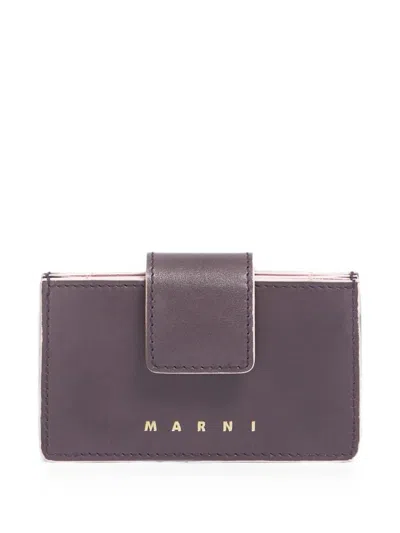 Marni Logo-print Gusseted Cardholder In Purple