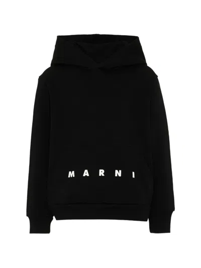 Marni Kids' Logo-print Hoodie In Black