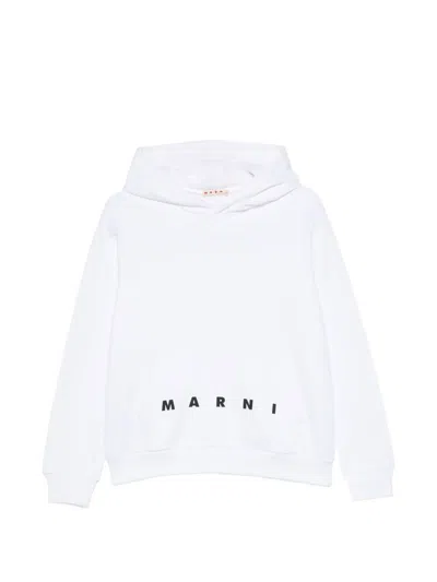 Marni Kids Logo Hoodie In White