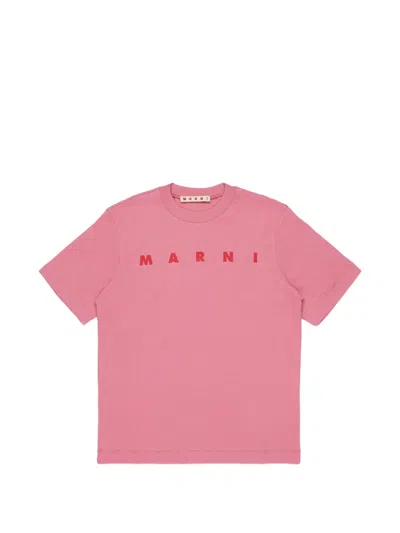 Marni Kids' Logo-print Jersey T-shirt In Pink