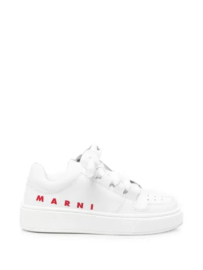 Marni Kids' Logo-print Leather Sneakers In Multi