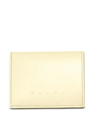 Marni Logo-print Leather Wallet In Yellow