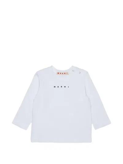 Marni Babies' Logo-print Long-sleeve T-shirt In White