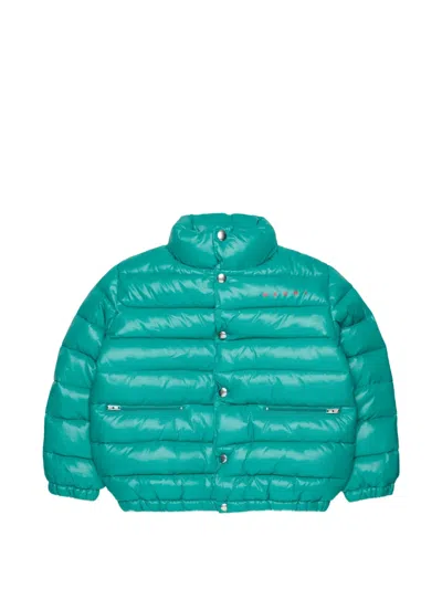Marni Kids' Logo-print Padded Jacket In Green