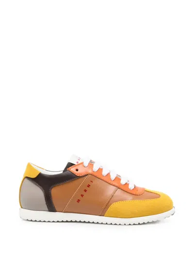Marni Kids' Logo-print Panelled Sneakers In Multi