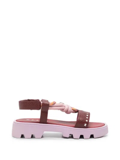 Marni Kids' Logo-print Rope-detail Sandals In Multi