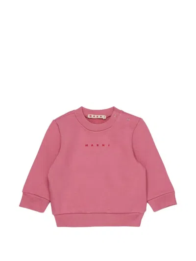 Marni Babies' Logo-print Shoulder-button Sweatshirt In Pink