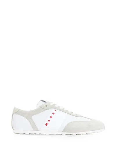 Marni Lily White Light Grey Leather Sneakers In Multi