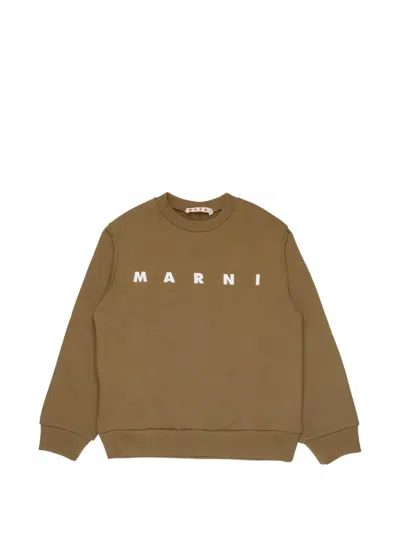 Marni Kids' Logo-print Sweatshirt In Brown