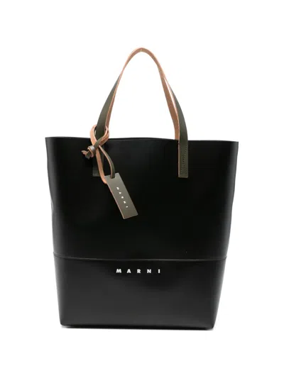 Marni Logo-print Tote Bag In Black