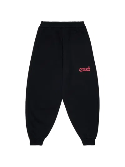 Marni Kids' Logo-print Track Pants In Black