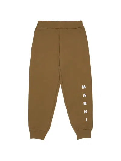 Marni Kids' Logo-print Tracksuit Trousers In Brown