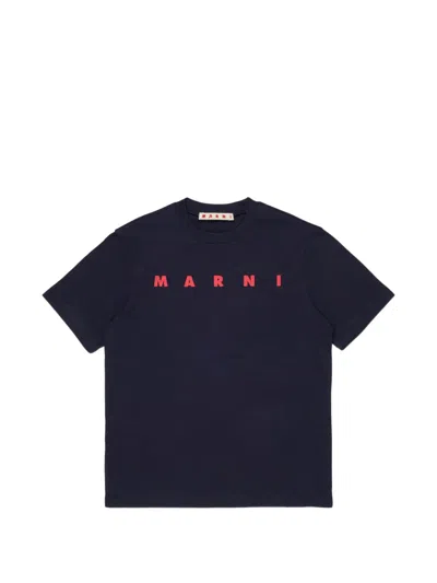 Marni Kids' Logo-print T-shirt In Blue