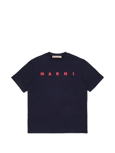 Marni Kids' Logo-print T-shirt In Blue