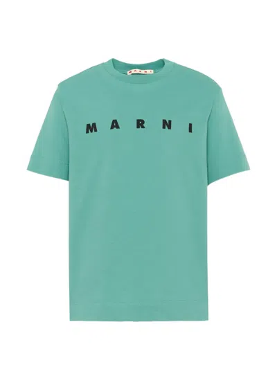 Marni Kids' Logo-print T-shirt In Green