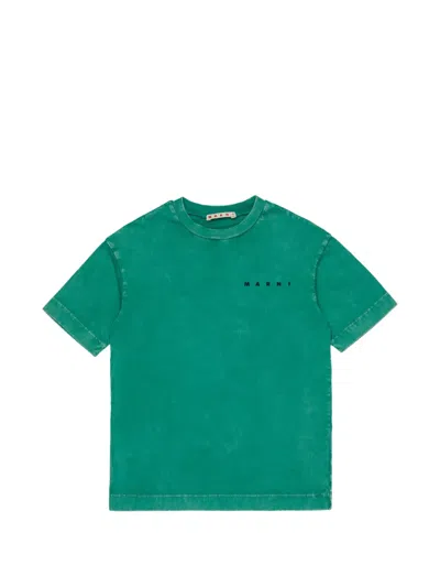 Marni Kids' Logo-print T-shirt In Green