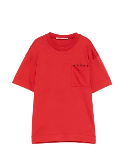 Marni Kids' Logo-print T-shirt In Red