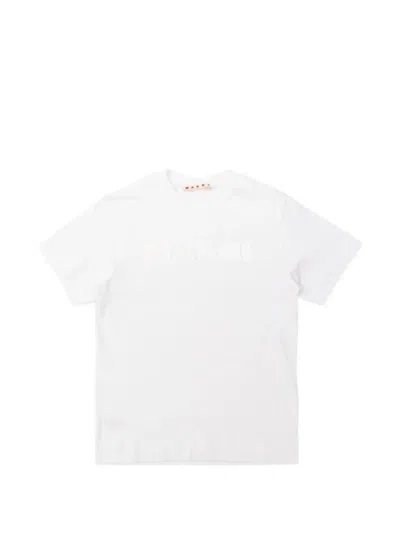 Marni Kids' Logo-print T-shirt In White