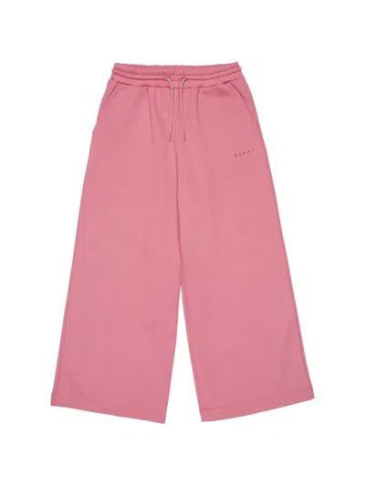 Marni Kids' Logo-print Wide-leg Trousers In Pink