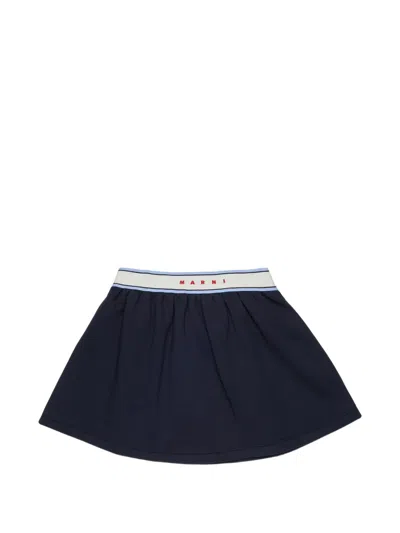 Marni Kids' Logo-waistband Skirt In Blue
