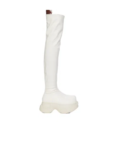 Marni Long Boots With Round Head And Thick Soles In White