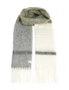 Marni Long Color-block Scarf With Fringed Ends In White