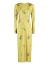 Marni Silk Dress With Long Sleeves And Embroidery In Yellow