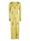 Marni Silk Dress With Long Sleeves And Embroidery In Yellow