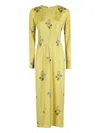 Marni Silk Dress With Long Sleeves And Embroidery In Yellow